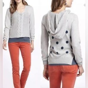 Anthropologie Yoon Polka Dot Hooded Knit wool cashmere Sweater large